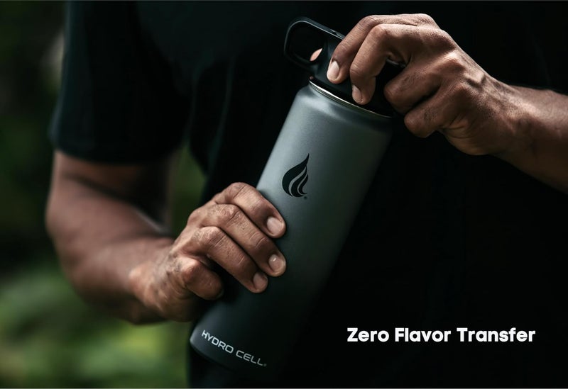 HYDRO CELL Stainless Steel Insulated Water Bottle with Straw - For Cold & Hot Drinks - Metal Vacuum Flask with Screw Cap and Modern Leakproof Sport Thermos for Adults (Graphite/Black 18oz) - Image 3